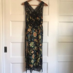Midi floral slip dress with lace detail
